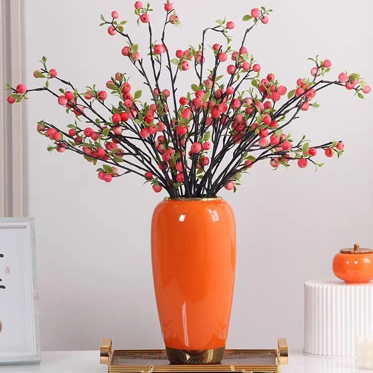 Ceramic Large Vase, Orange 11.8 Inch Tall Floor Vase, Rustic Decorative Vase 07FC0E-D4 - KOEEK