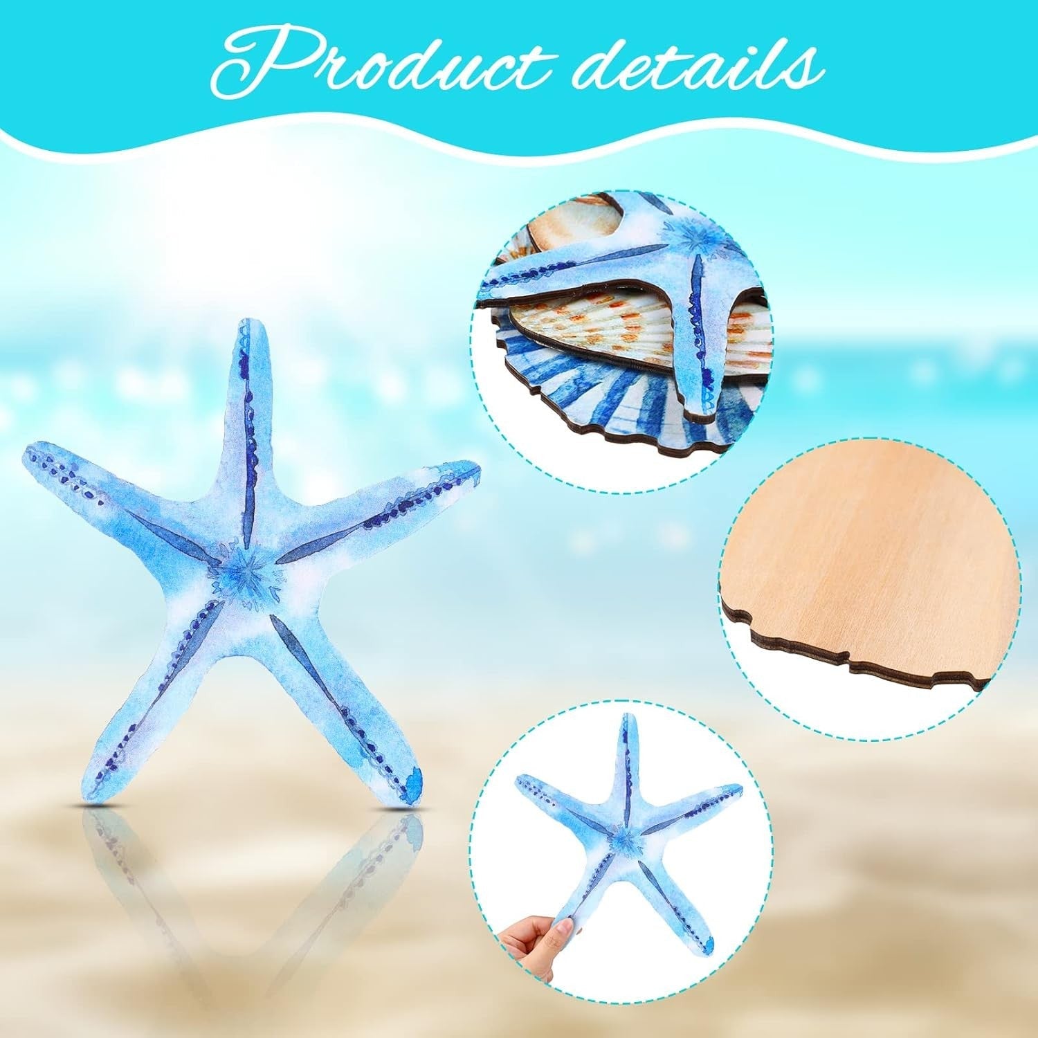new Yookeer 4 Pcs Beach Wall Decor Seashell Starfish Large, As Pictures Shown YOOKEER - KOEEK
