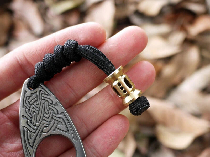 2pcs EDC Brass Knife Lanyard Bead Torch Flashlight Parachute Paracord Cord Tool 07FC0E-D4 - KOEEK
