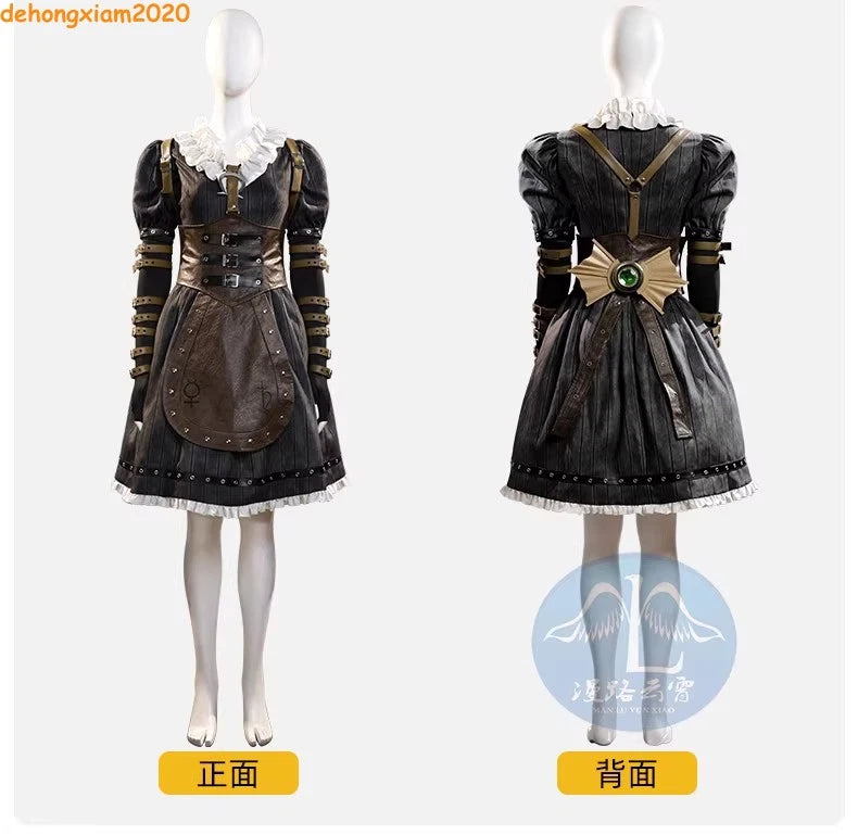 Alice: Madness Returns Black Alice Steamdress Game Cosplay Halloween Costume Set 07FC0E-D4 - KOEEK