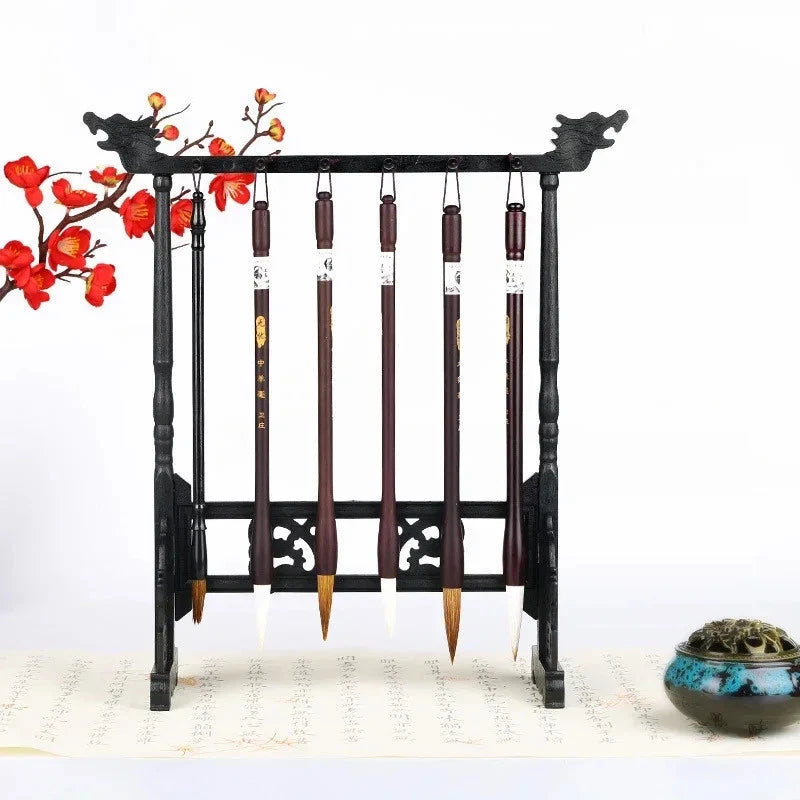 36.5cm Chinese Calligraphy Brush Holder Hanging Traditional Brush Shelf Rest 07FC0E-D4 - KOEEK