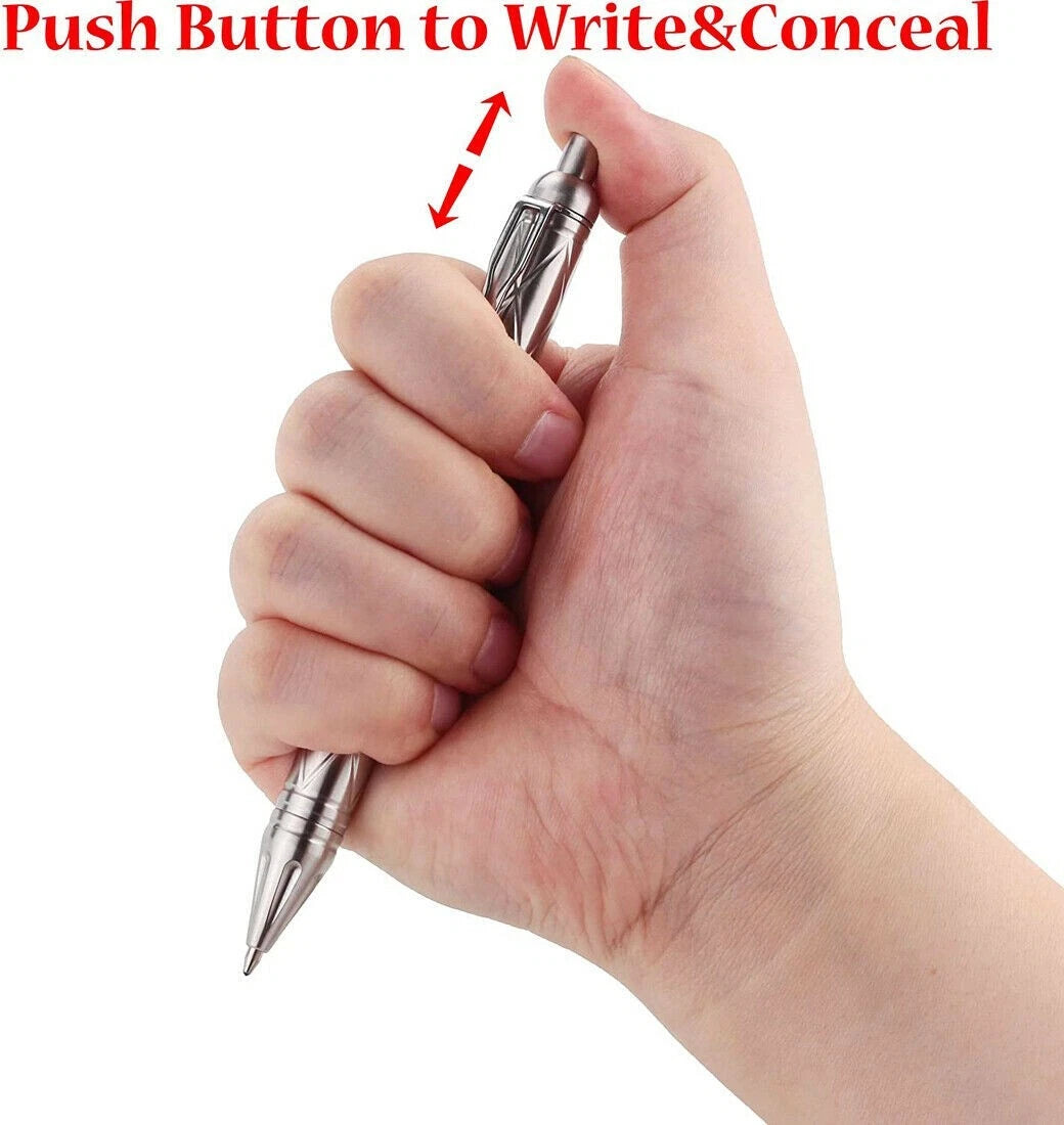 EDC Practical Stainless Steel Ballpoint Pen Signature Pens with 5pcs G2 Refills 07FC0E-D4 - KOEEK
