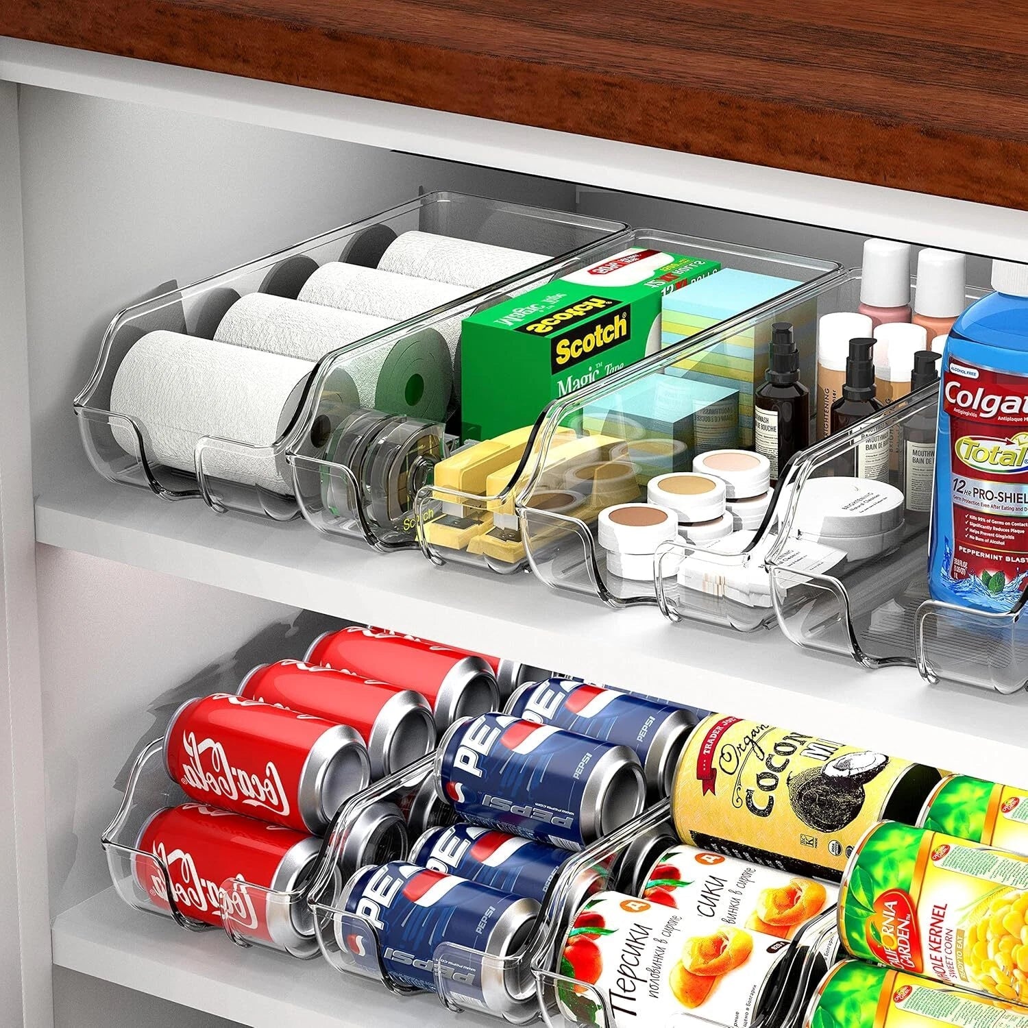 Soda Can Organizer for Pantry / Refrigerator, Clear, Set of 2 07FC0E-D4 - KOEEK