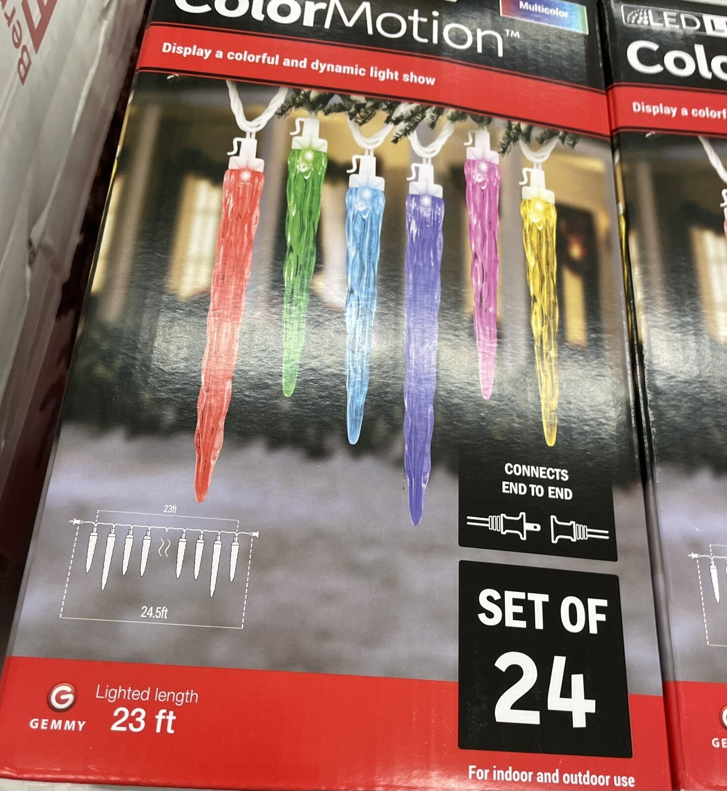 2 Sets Gemmy LightShow ColorMotion 24-Light Multi-Color Icicle LED String Light GEMMY - KOEEK