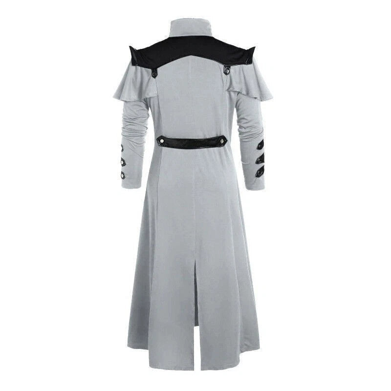 Long Trench Men's Medieval Victorian Style Frock Coat Cape Cloak Costume Jackets 07FC0E-D4 - KOEEK