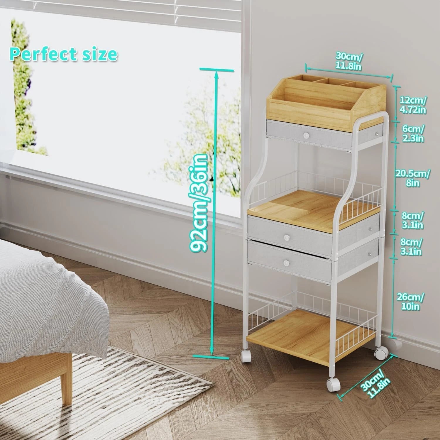 Floor Standing Makeup Organizer - Skin Care Organizer and Storage with Drawers 07FC0E-D4 - KOEEK
