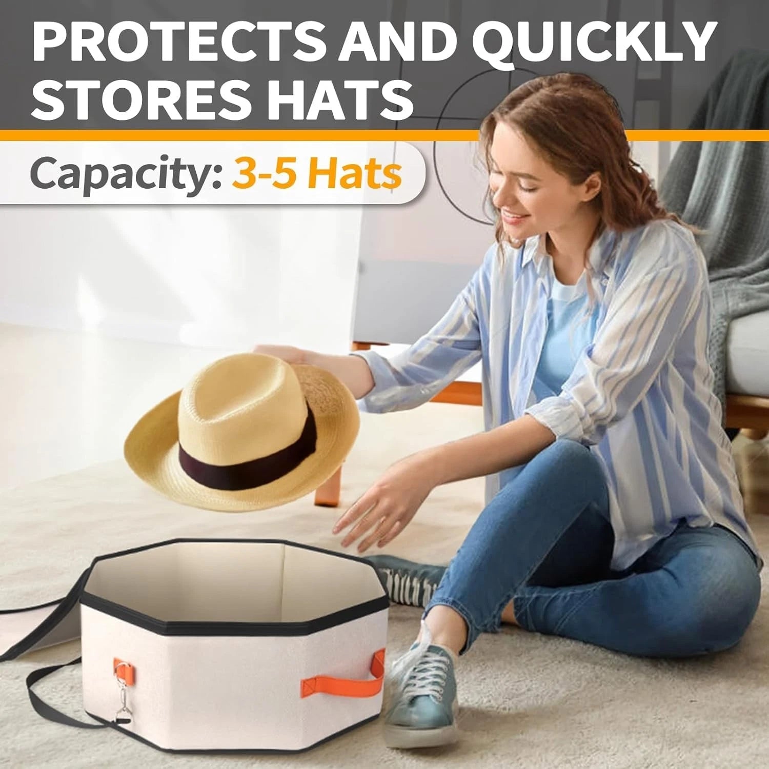 Unisex hat storage box, cardboard-supported hat box 07FC0E-D4 - KOEEK