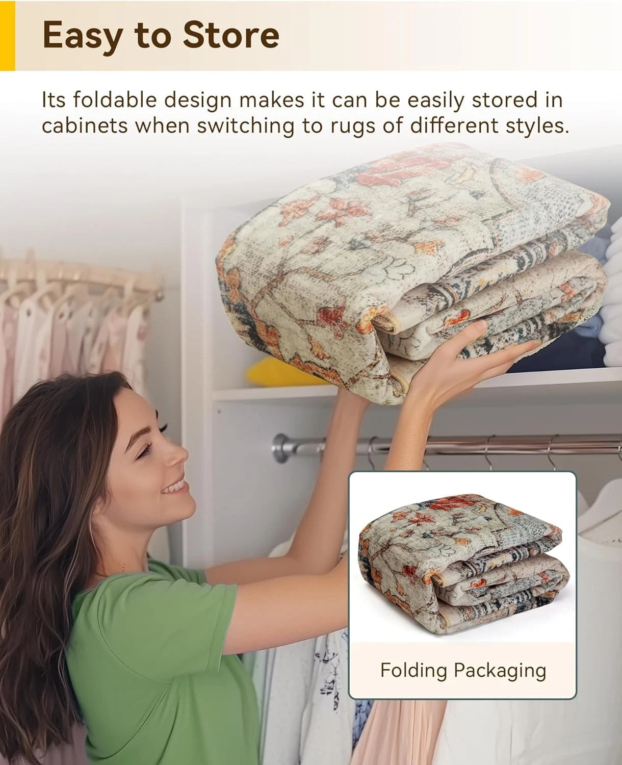 Carpet 2 ft × 3 ft Machine washable Non-slip 07FC0E-D4 - KOEEK