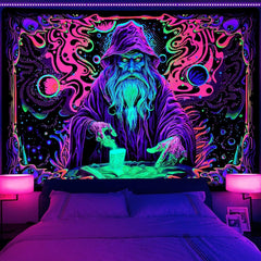 new Uspring Blacklight Tapestry Trippy Wizard 51.2'' x 59.1'', Colorful USPRING - KOEEK