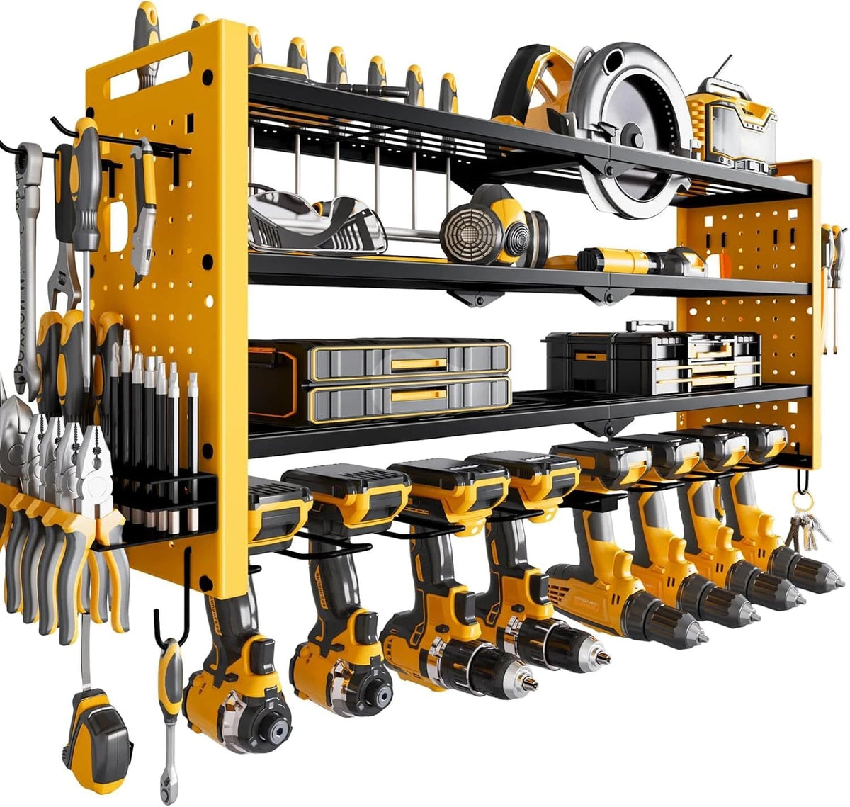Wall Mounted Power Tool Organizer, 4 Tier Large Capacity Tool Rack 07FC0E-D4 - KOEEK
