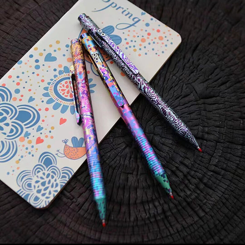 Titanium Alloy Ball Pen Working Office Pen EDC Ballpoint Signature Gel Tool Pen 07FC0E-D4 - KOEEK