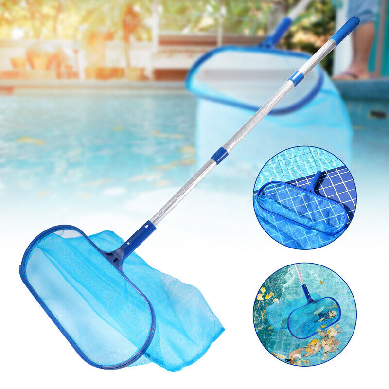 ny Heavy Duty Pool Skimmer Leaf Rake Net Scooper, Rengjøring Svømmebasseng, med stang