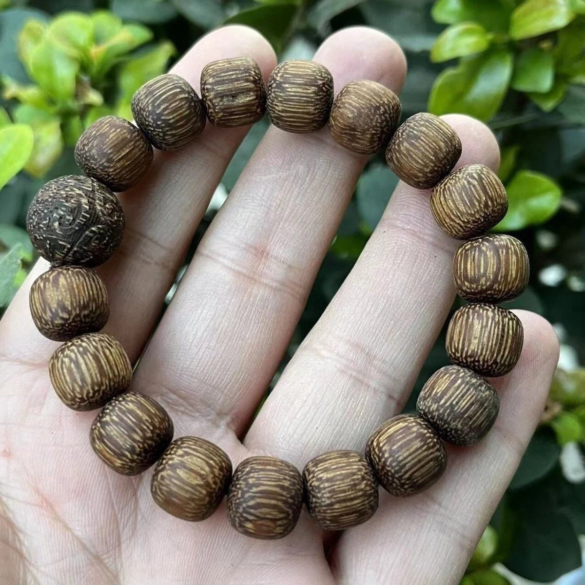 12mm Unisex Mala Dalat Wood Vietnam White Kyara Agarwood Bracelet Barrel Beads 07FC0E-D4 - KOEEK