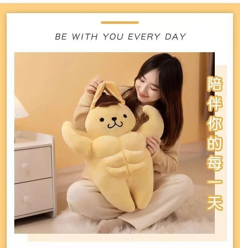 Funny Muscle Pom Pom Purin Plush Doll Cute Anime Cushion Pillow Soft Stuffed Toy 07FC0E-D4 - KOEEK