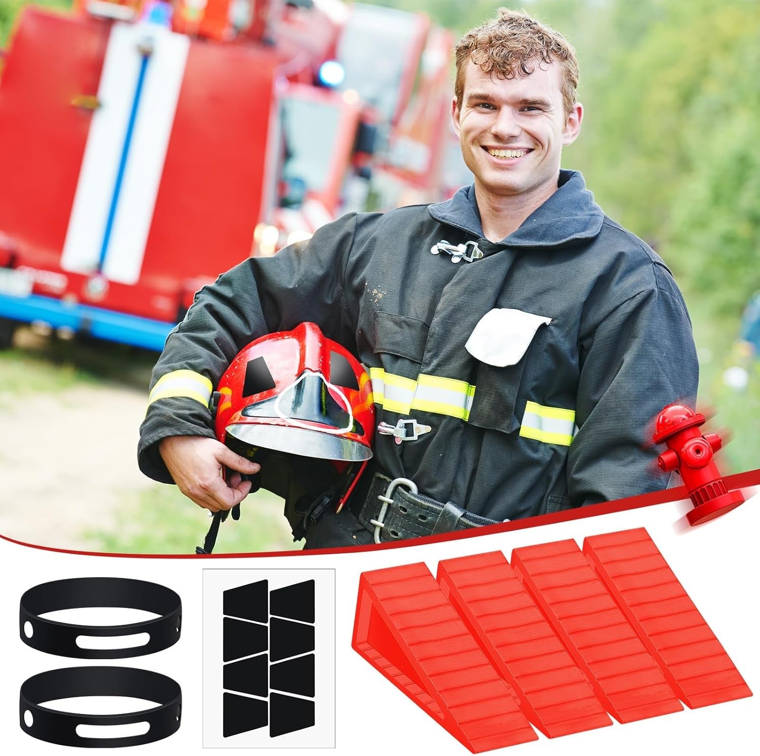 new 7 Pcs Firefighter Door Stopper with Helmet Band and Fire Stickers Set... 07FC0E-D4 - KOEEK