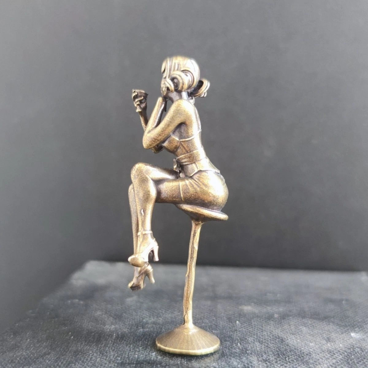 64mm Brass Bar Chair Girl Statue Hot Beauty Model Artwork Collection Toy Decor 07FC0E-D4 - KOEEK