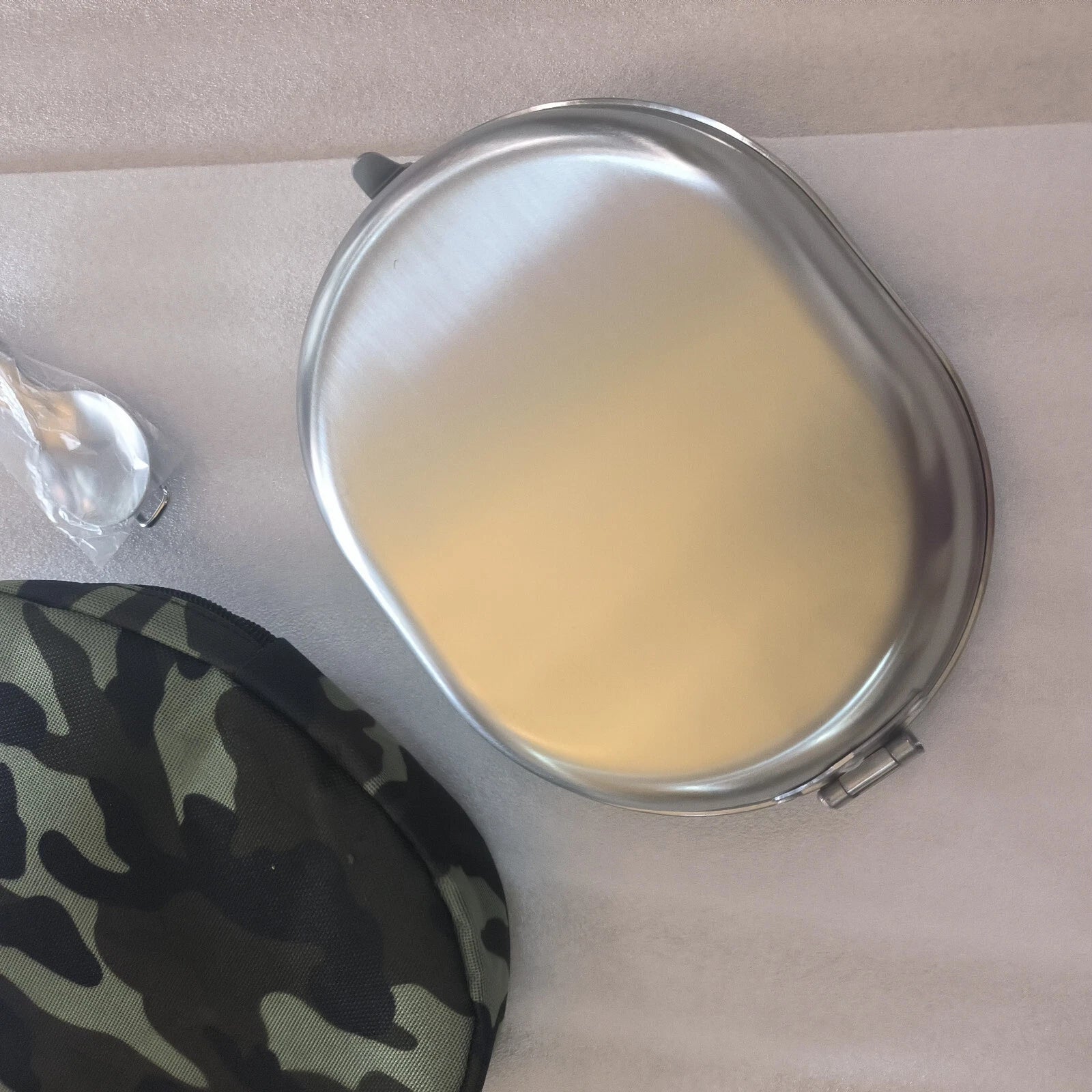 US Military Camping Mess Tin 304 Stainless Steel Round Mess Kit With Cover Bag 07FC0E-D4 - KOEEK