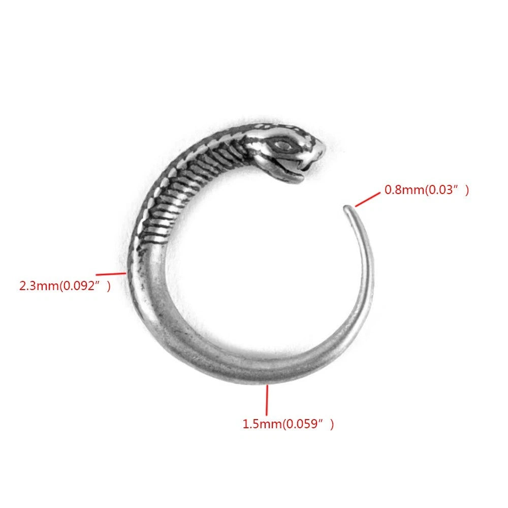 Hot 1 Pair Sterling Silver Snake Hook Stud Earrings for Biker Women Men 07FC0E-D4 - KOEEK