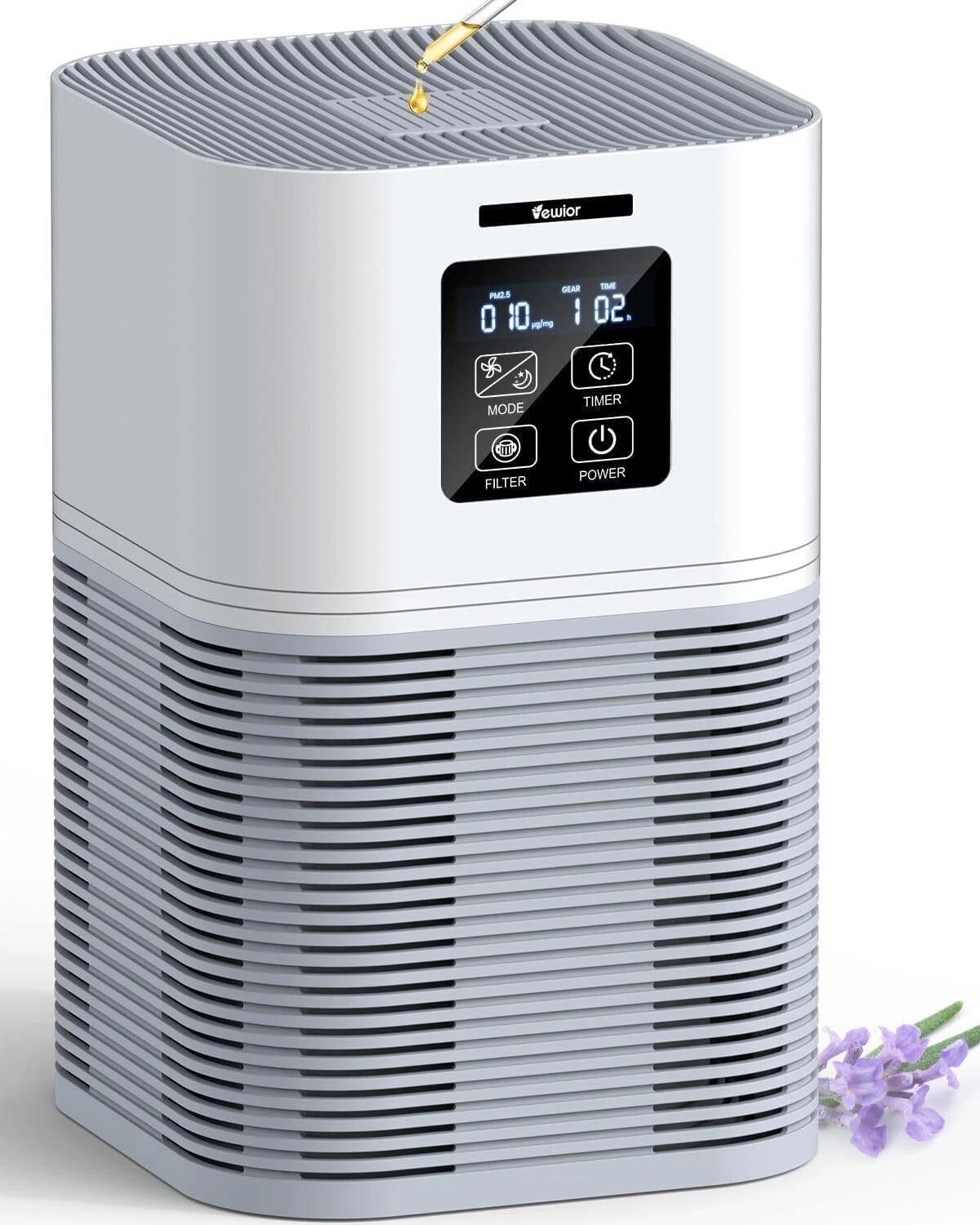 Home air purifier with 6 timers forsilent cleaning of pet dander and wildfires. 07FC0E-D4 - KOEEK