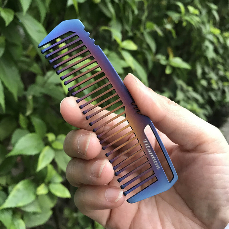 Titanium Alloy Mini Comb Travel Hairdressing EDC Comb Anti-Static Multi-Tools 07FC0E-D4 - KOEEK