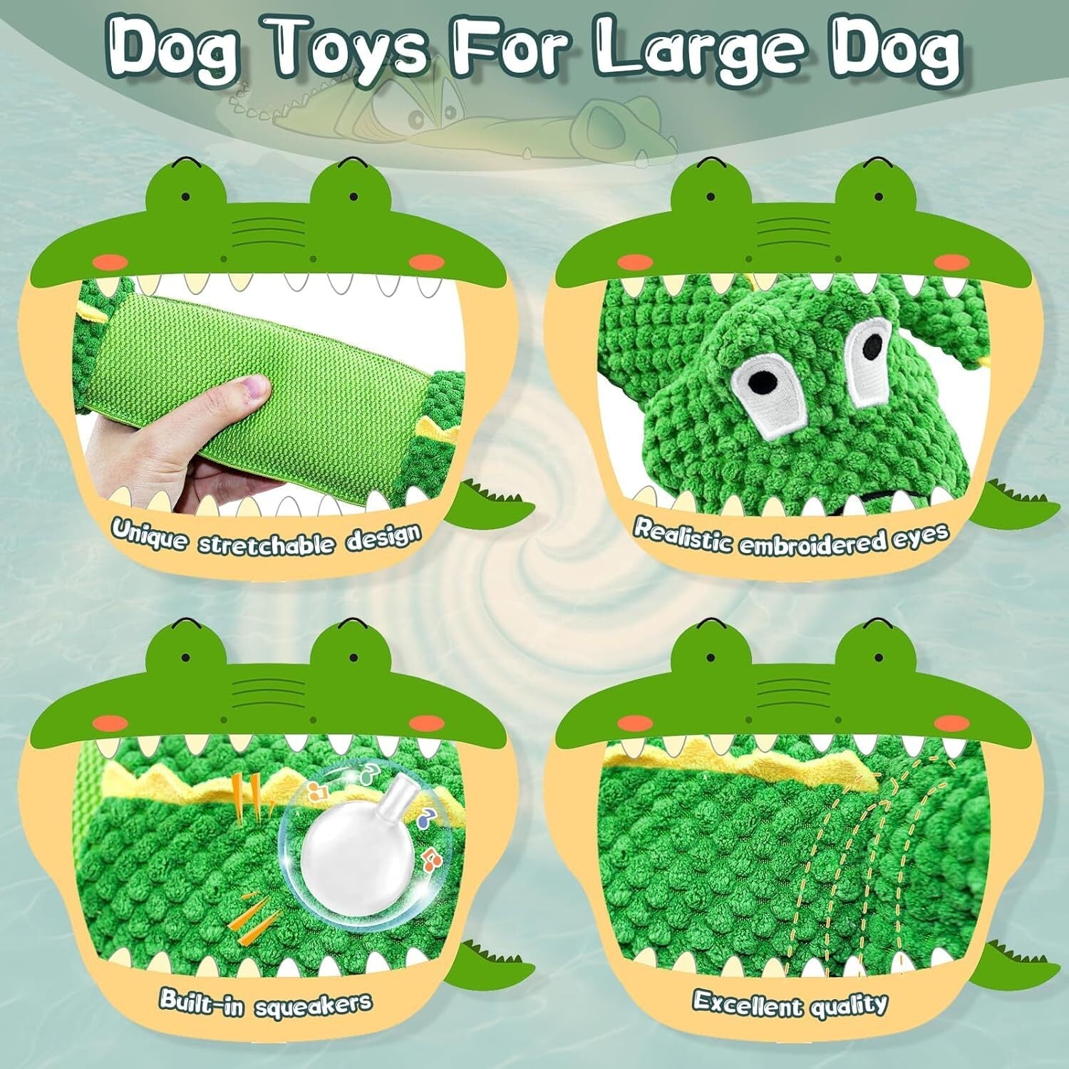 new Dog Toys for Large Dogs: Squeaky - Plush Chew Large, Green 07FC0E-D4 - KOEEK