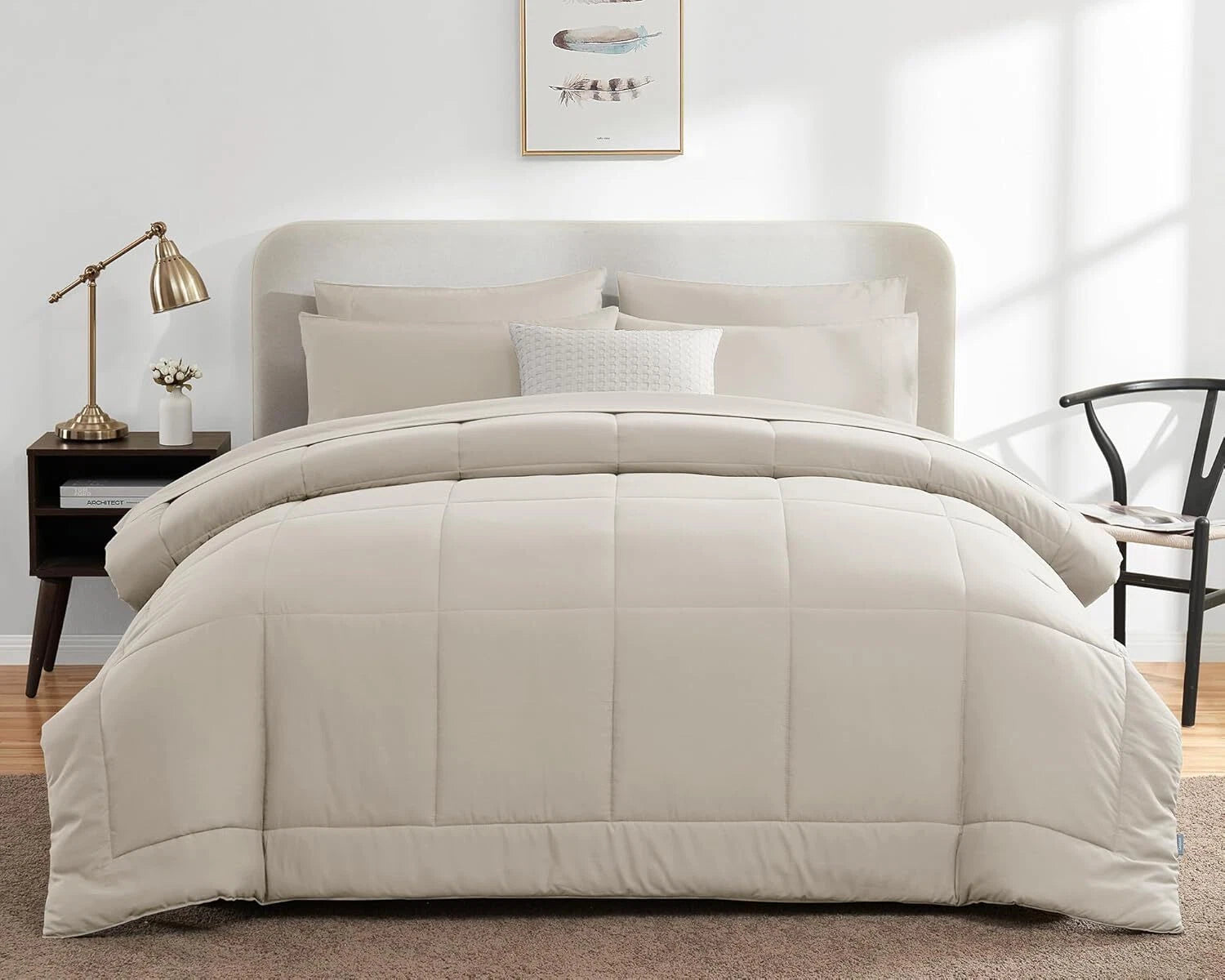 Beige Comforter Set King Size 7 Piece Set with Seasonal Duvet Cover 07FC0E-D4 - KOEEK