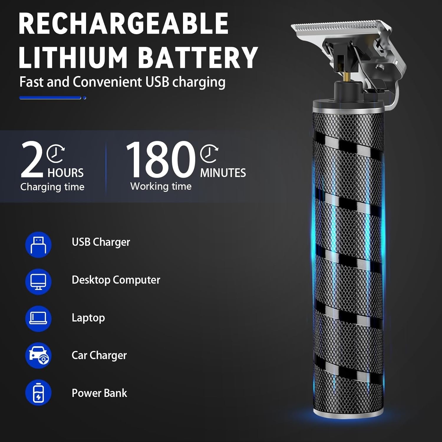 new Mens Beard Trimmer, Zero Gapped T Blade Liners, Cordless Hair B-black 07FC0E-D4 - KOEEK