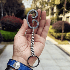 Damascus Pattern Steel Pocket Keychain Buckle EDC Car Motorcycle Quick Hook Tool 07FC0E-D4 - KOEEK