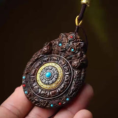 Agarwood Chinese Zodiac Guardian Amulet Pendant Peace Buckle Lion Car Hanging 07FC0E-D4 - KOEEK