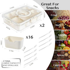 Snackle Box Container,Portable Snack Box 8 Compartment Divided Serving with Lid 07FC0E-D4 - KOEEK