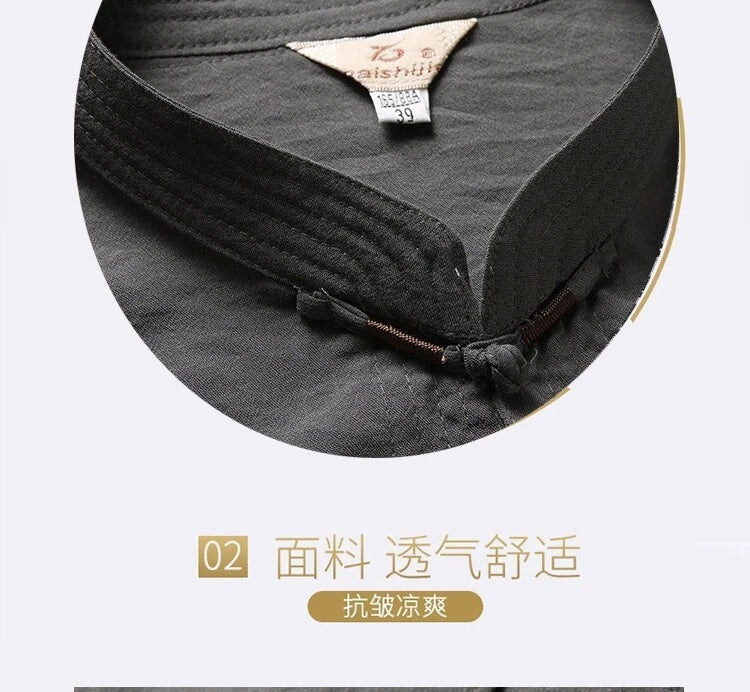 Chinese Traditional Clothing Kung Fu Buckle Shirt Oriental Retro Top Pants Set 07FC0E-D4 - KOEEK