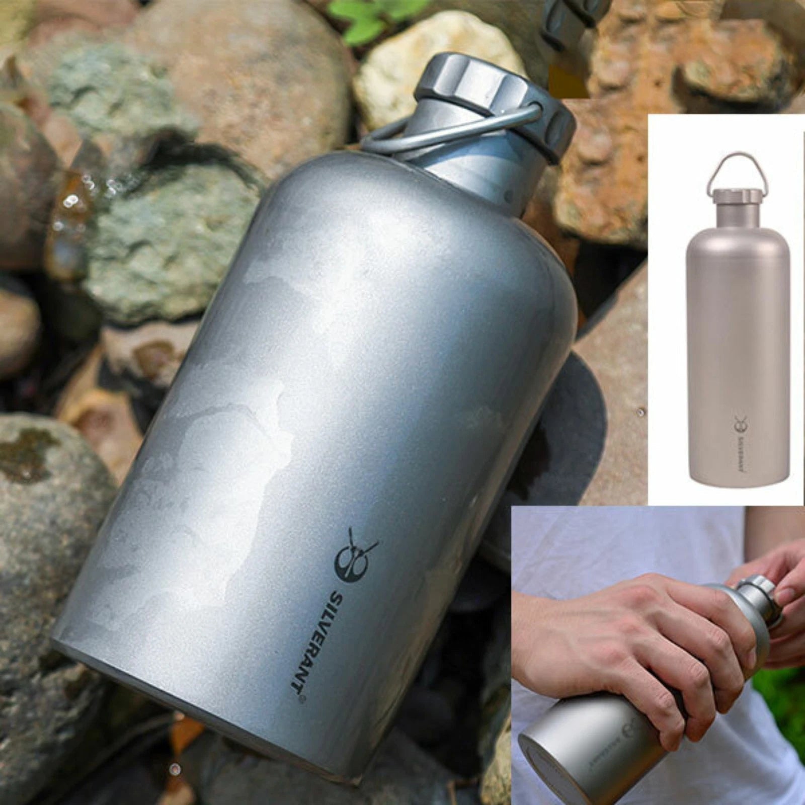 Travel Titanium kettle Water bottle Flagon Water cup Wine Cup 400ML 600ML 07FC0E-D4 - KOEEK