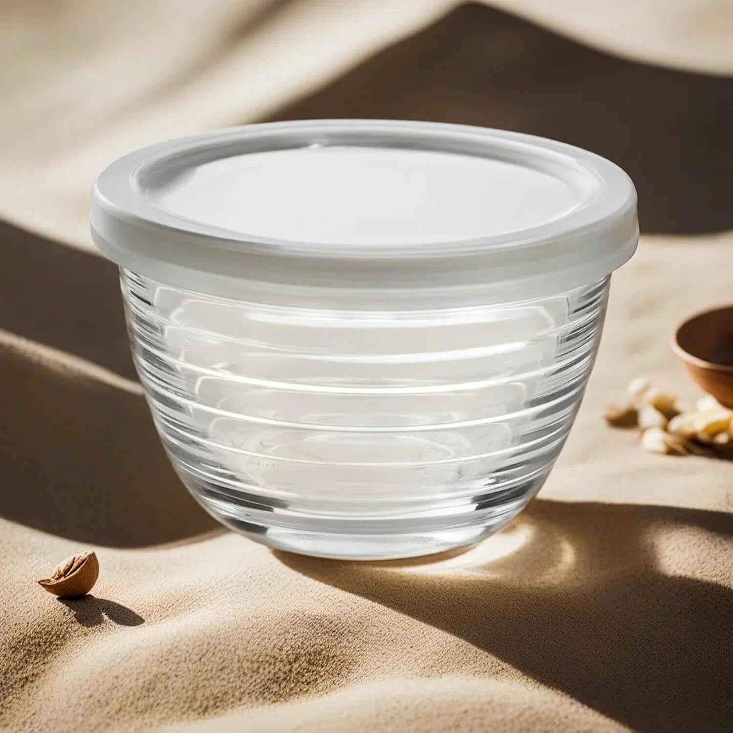 16pc Set of Small Glass Bowls with Airtight Lids - 8oz Stackable Custard Cups 07FC0E-D4 - KOEEK