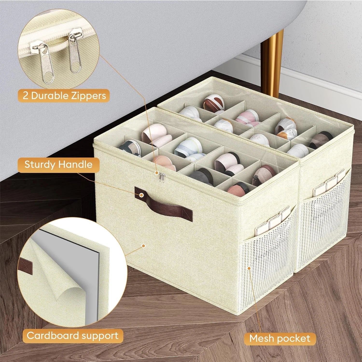 2-piece shoe cabinet storage box,transparent foldable shoe boxadjustable shelves 07FC0E-D4 - KOEEK