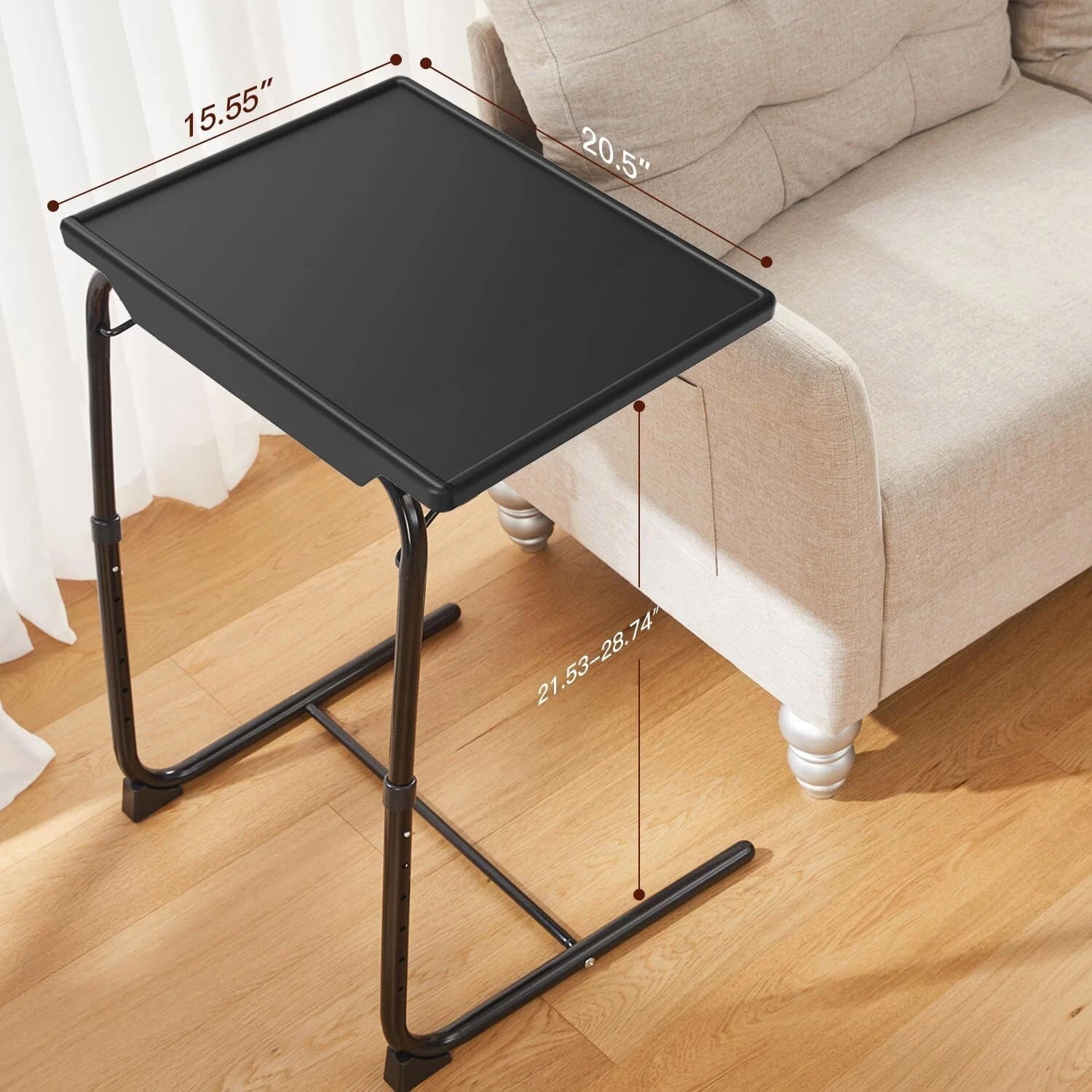 Adjustable TV Tray Table - TV Dinner Tray for Bed and Sofa(Black) 07FC0E-D4 - KOEEK