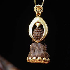 Nha Trang Agarwood Dainichi Nyorai Pendant Necklace Handmade Amulet 07FC0E-D4 - KOEEK
