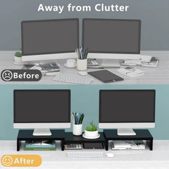 Dual Monitor Stand Riser Office Desktop Organizer Stand 2 Monitors,Adjustable 07FC0E-D4 - KOEEK