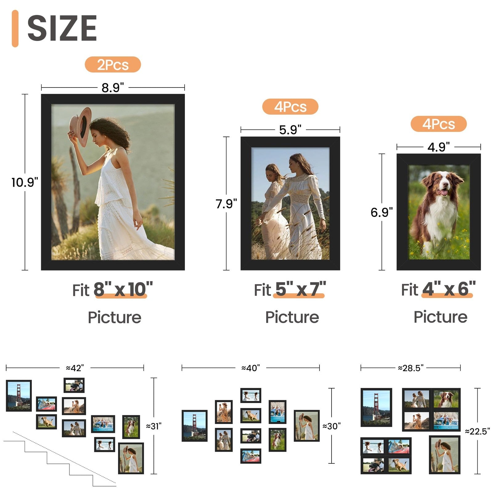 10 Pack Picture Frames Collage Wall Decor for Mounting or Tabletop Display, P... 07FC0E-D4 - KOEEK