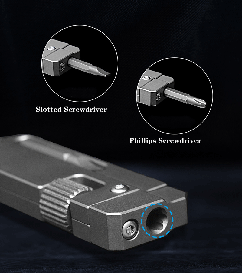 Titanium Mini Multi Tools Adjustable Wrench Pocket Pry Bar Crowbar Bits EDC Tool 07FC0E-D4 - KOEEK