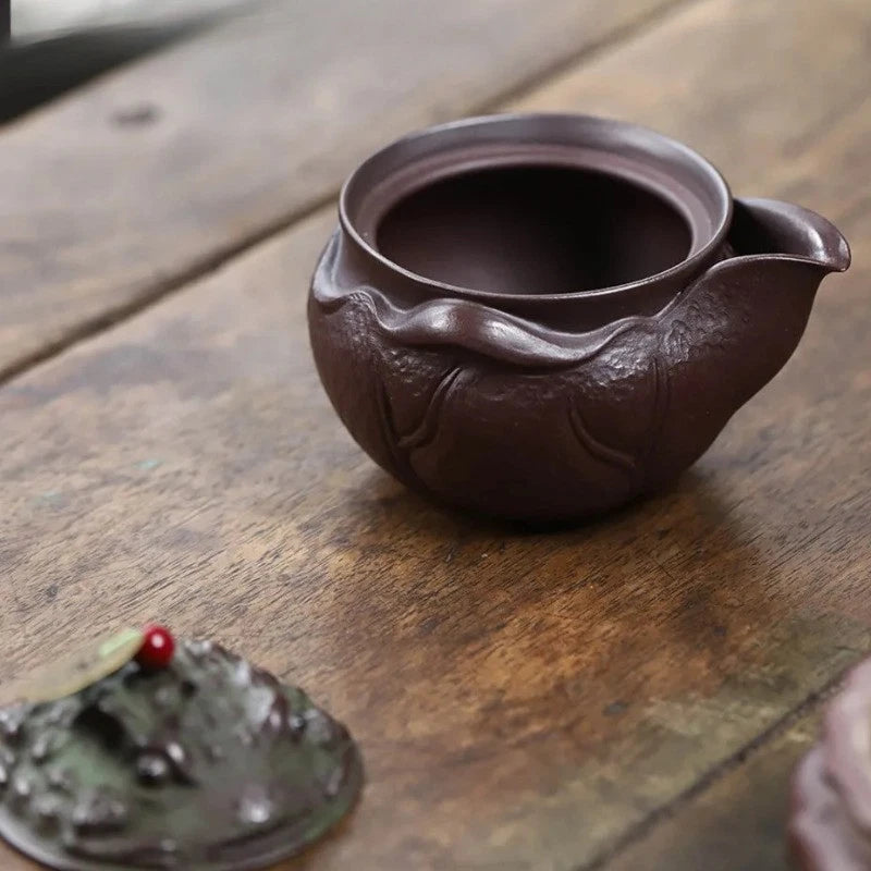 160ml Yixing Purple Clay Handmade Golden Toad Hand Grab Pot Tea Kettle Teaware 07FC0E-D4 - KOEEK