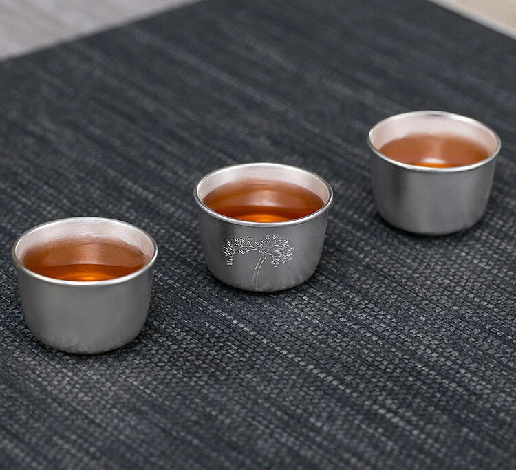 Pure Silver Master Cup 999 Sterling Silver Marked Tea Cup Health Care Chinese 07FC0E-D4 - KOEEK