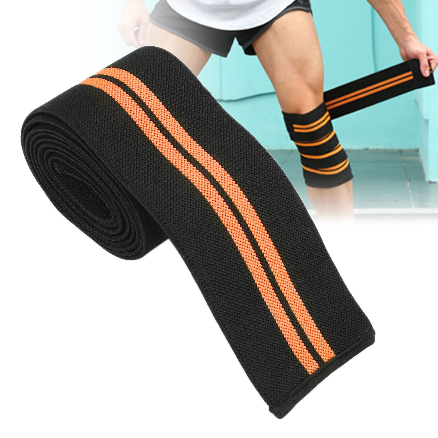 new Knee Wrap Compression Knee Brace For Weightlifting Training(Black Orange ) HGF koeek - KOEEK