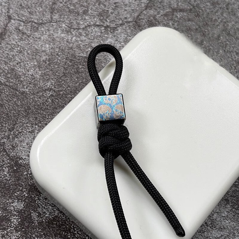 Titanium Keychain Parachute Cord Bead Pendant Knife Lanyard EDC Bead Zipper Head 07FC0E-D4 - KOEEK