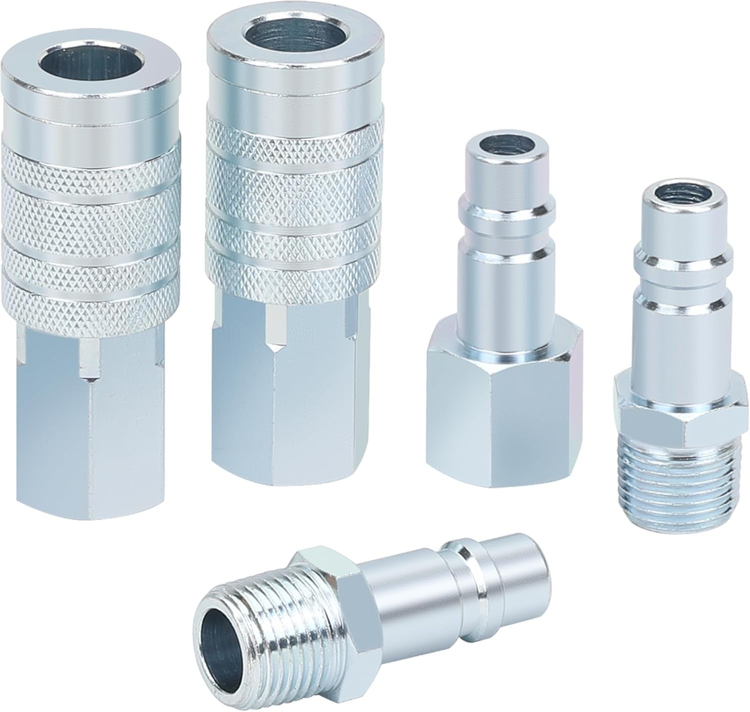 new 1/2” Air Hose Fittings Set, High Flow 2PCS Industrial Type Coupler Silver 07FC0E-D4 - KOEEK