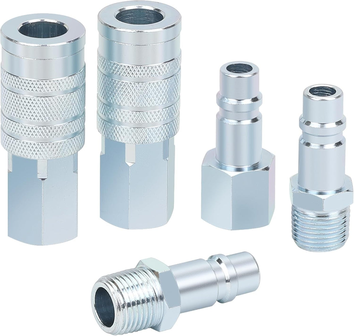 new 1/2” Air Hose Fittings Set, High Flow 2PCS Industrial Type Coupler Silver 07FC0E-D4 - KOEEK