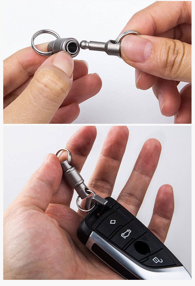 Titanium Alloy 360 Degree Quick Release Hanging Buckle Elastic Keychain Key Ring 07FC0E-D4 - KOEEK