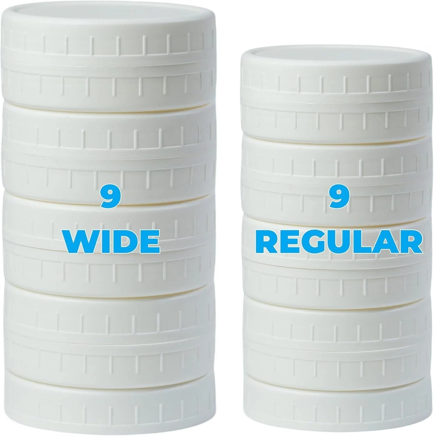 18 Pack White Plastic Mason Jar Lids with Silicone Rings,9 Wide Mouth &9 Regular 07FC0E-D4 - KOEEK