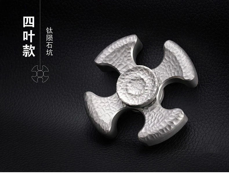FEGVE Titanium EDC Baked blue Aerolite Four-Hand quadrangle Fidget Spinner Toy 07FC0E-D4 - KOEEK