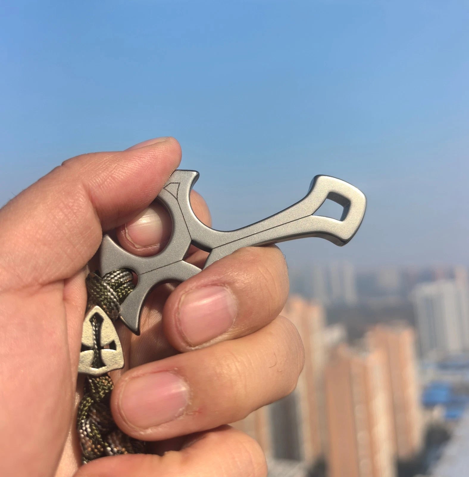 TC4 Titanium alloy Crusader Cross Pendant EDC Self Defense Tool Weaving rope Set 07FC0E-D4 - KOEEK