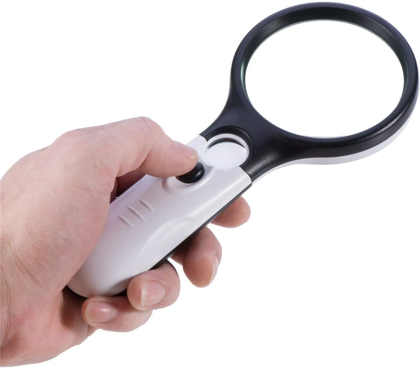 new  100x Handheld Magnifying Glass Reading Lens 3 LED Light Jewelry White 07FC0E-D4 - KOEEK